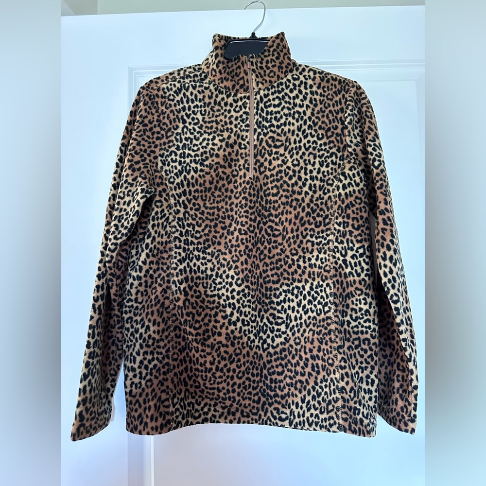 Lands End 1/4 zip, animal print, never worn